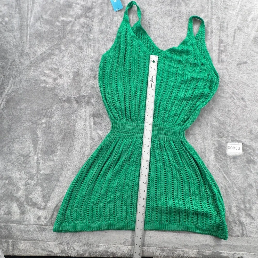 NWT Cupshe Crochet Cover Up Dress Womens L Green V-Neck Sleeveless CAA07B3C025RR